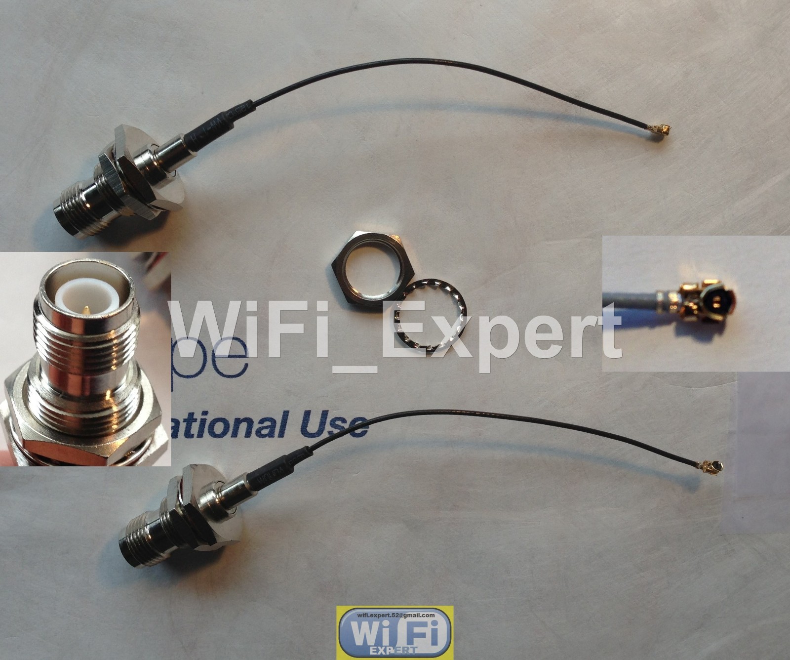 2x Cable RP*TNC female plug bulkhead to IPX U.fl female 1.37mm Jumper pigtail 4"