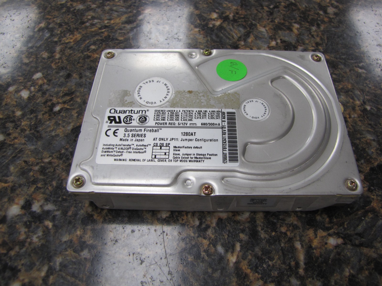 Vintage Quantum FB12A012 Fireball 3.5 Series 128AT Internal Hard Drive - NV39