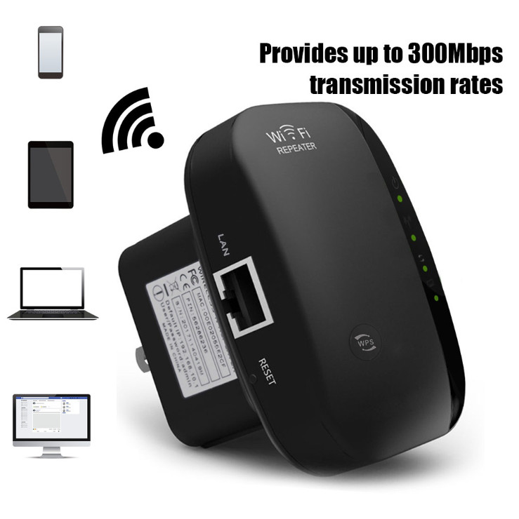 WiFi Repeater Signal Booster 300Mbps Wireless Range Extender 2.4GHz WLAN Amplifi