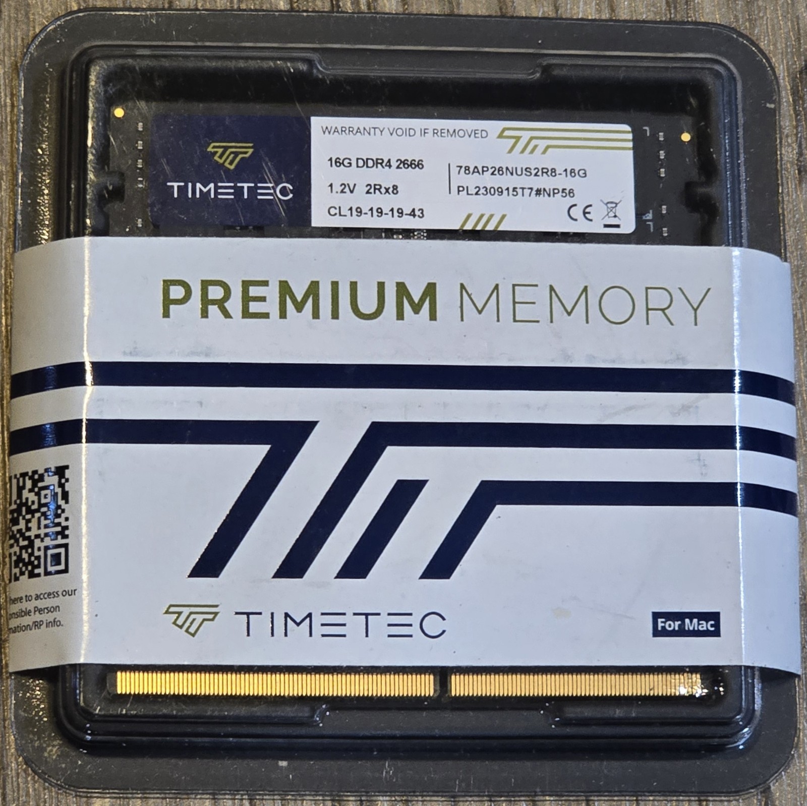 Timetec Premium 16GB DDR4-2666 PC4-21300 DIMM 288-Pin CL19 1.2V Mac