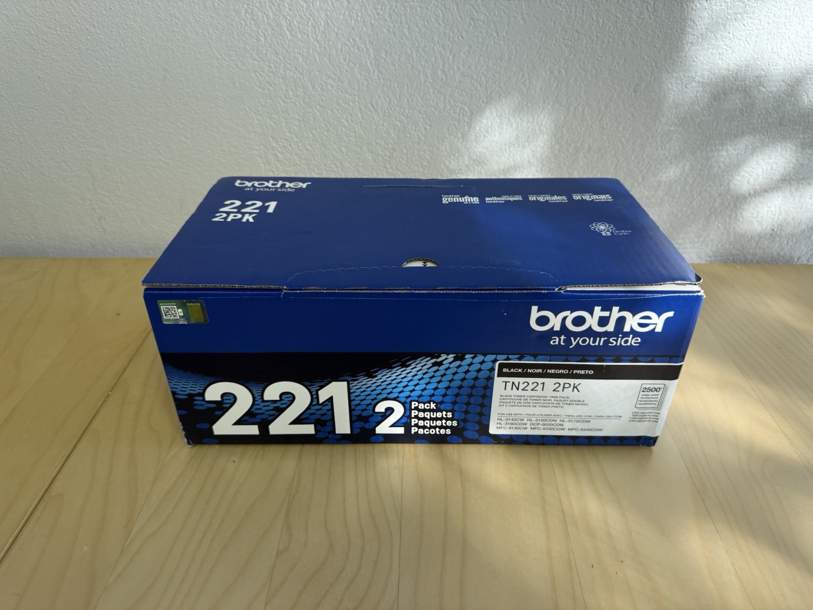 2-Pack Genuine Brother TN221BK Black Toner TN2212PK