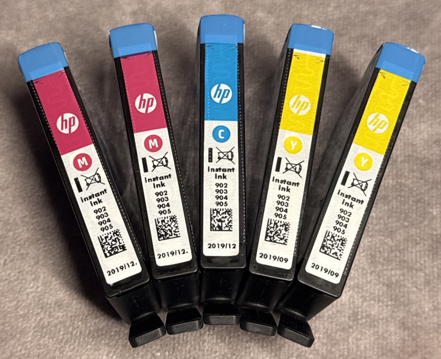 HP Instant Ink 902 903 904 905 OEM Ink Cartridges Lot of 5 Exp 2019 OfficeJetPro