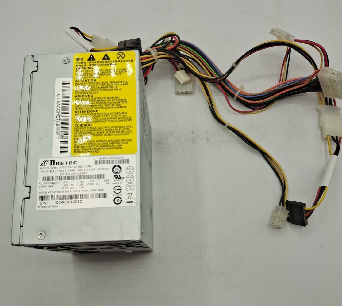 Bestec ATX 250-12Z REV D7R 165W Power Supply 5188-2622  218W