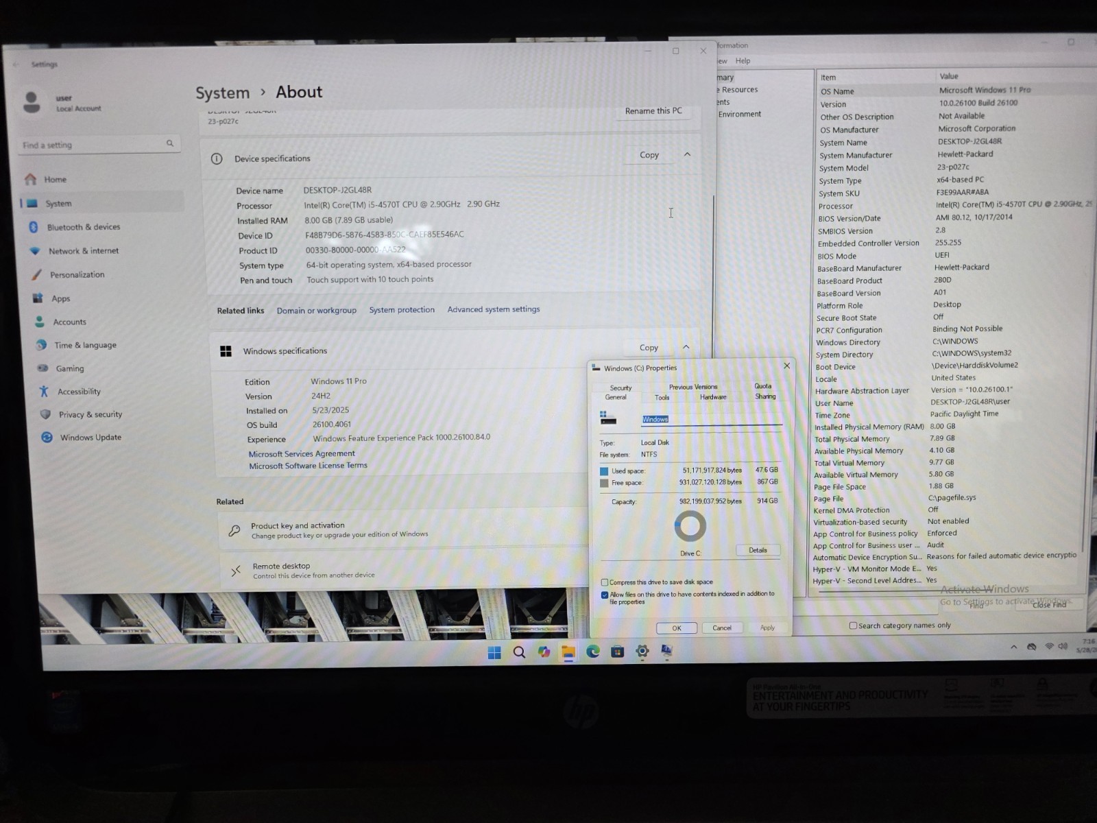 HP Pavilion TouchSmart 23 AiO i5-4570t 2.9GHz new Win 11