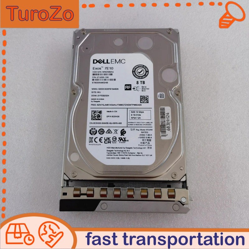 0C5HD0 C5HD0 Dell EMC 8TB SAS 12G 7.2K 512e 3.5'' Hard Drive HDD G14 KIT New