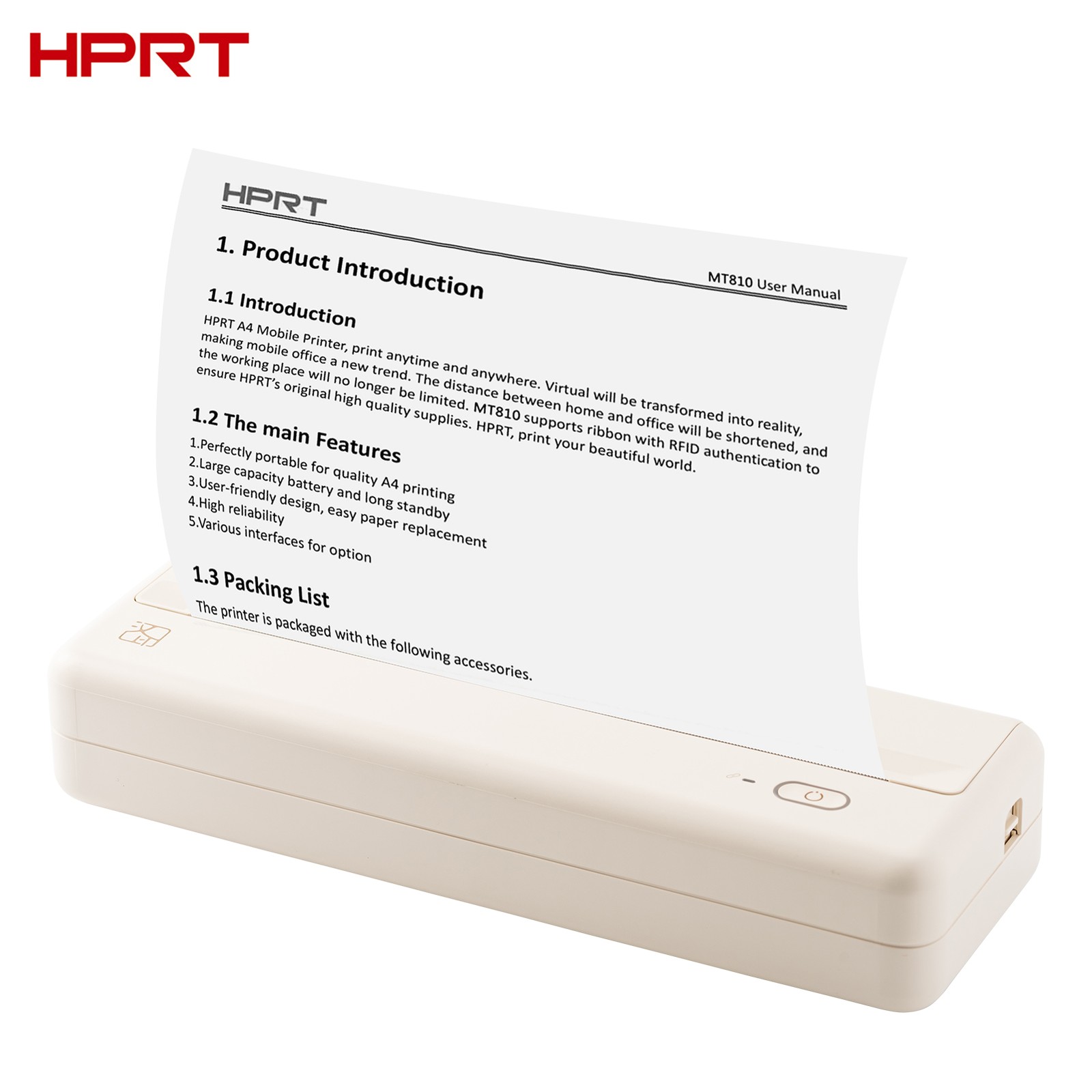 HPRT MT810 Portable Printer Wireless Bluetooth A4 Printer with Paper Roll UBIY