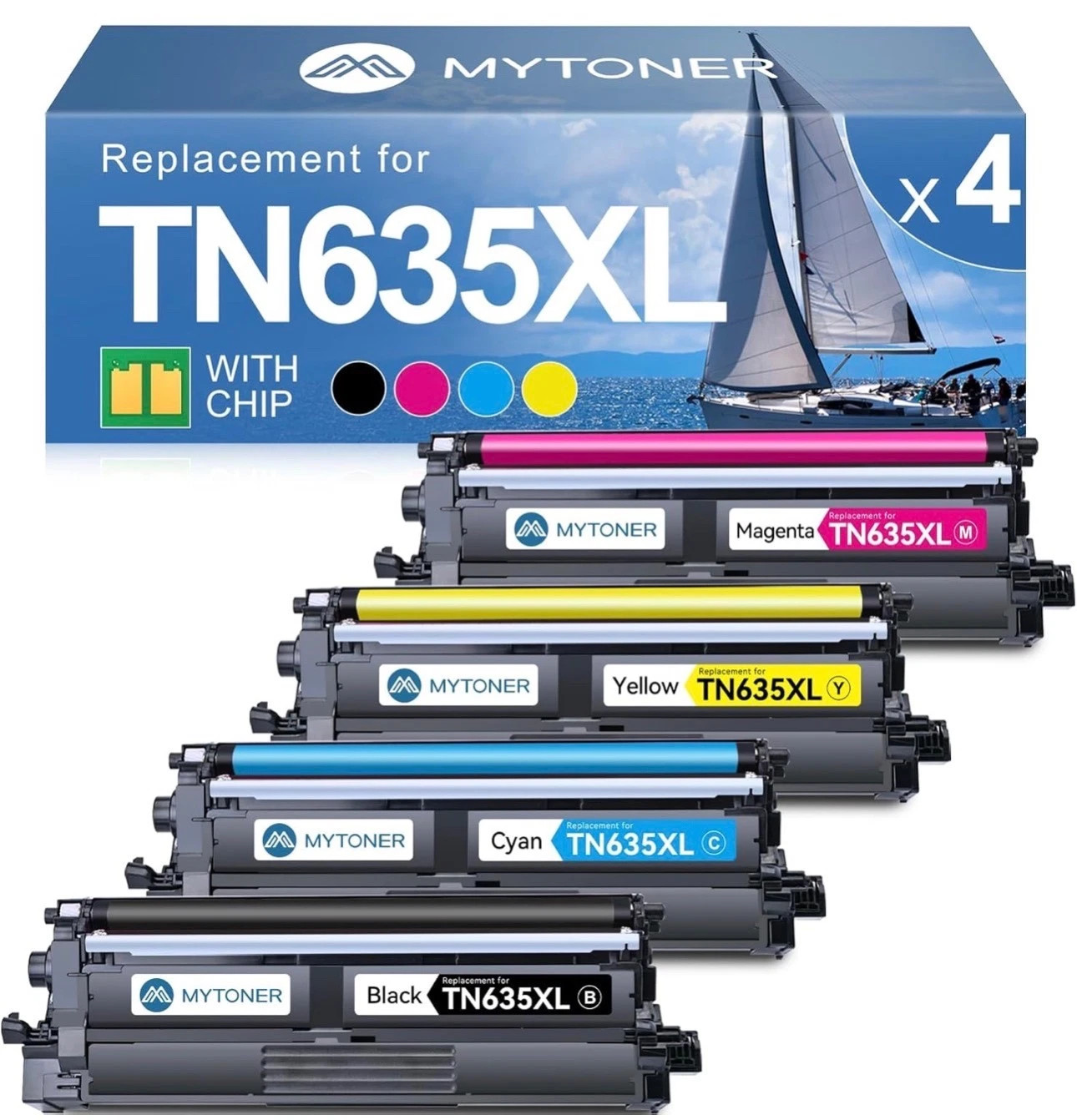 ** NEW Brother Toner Cartridges | TN635XL / TN635 | Black / Color | 4-Pack