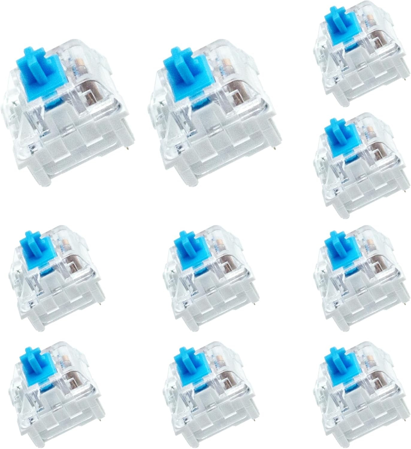 Mechanical Keyboard Switches 10 PCS White MX Clicky Blue 3-Pin BK-10D44 Plastic