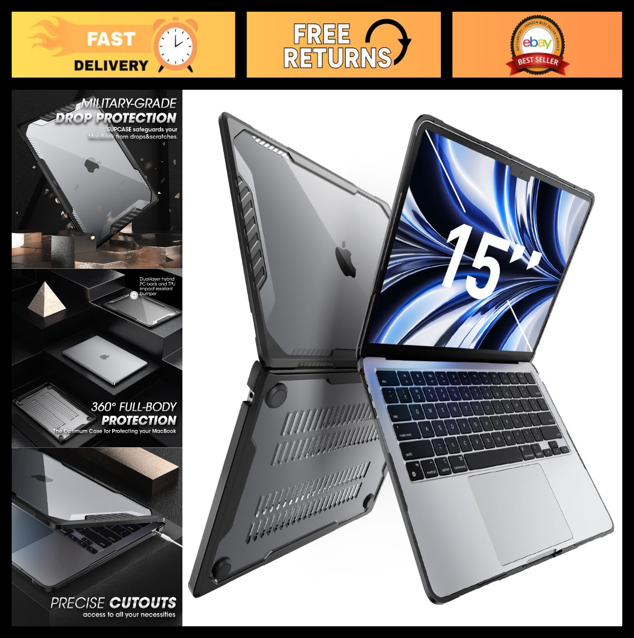 Heavy Duty Shockproof Case for MacBook Air 15" (2023-2026) - Hard Shell Cover, B