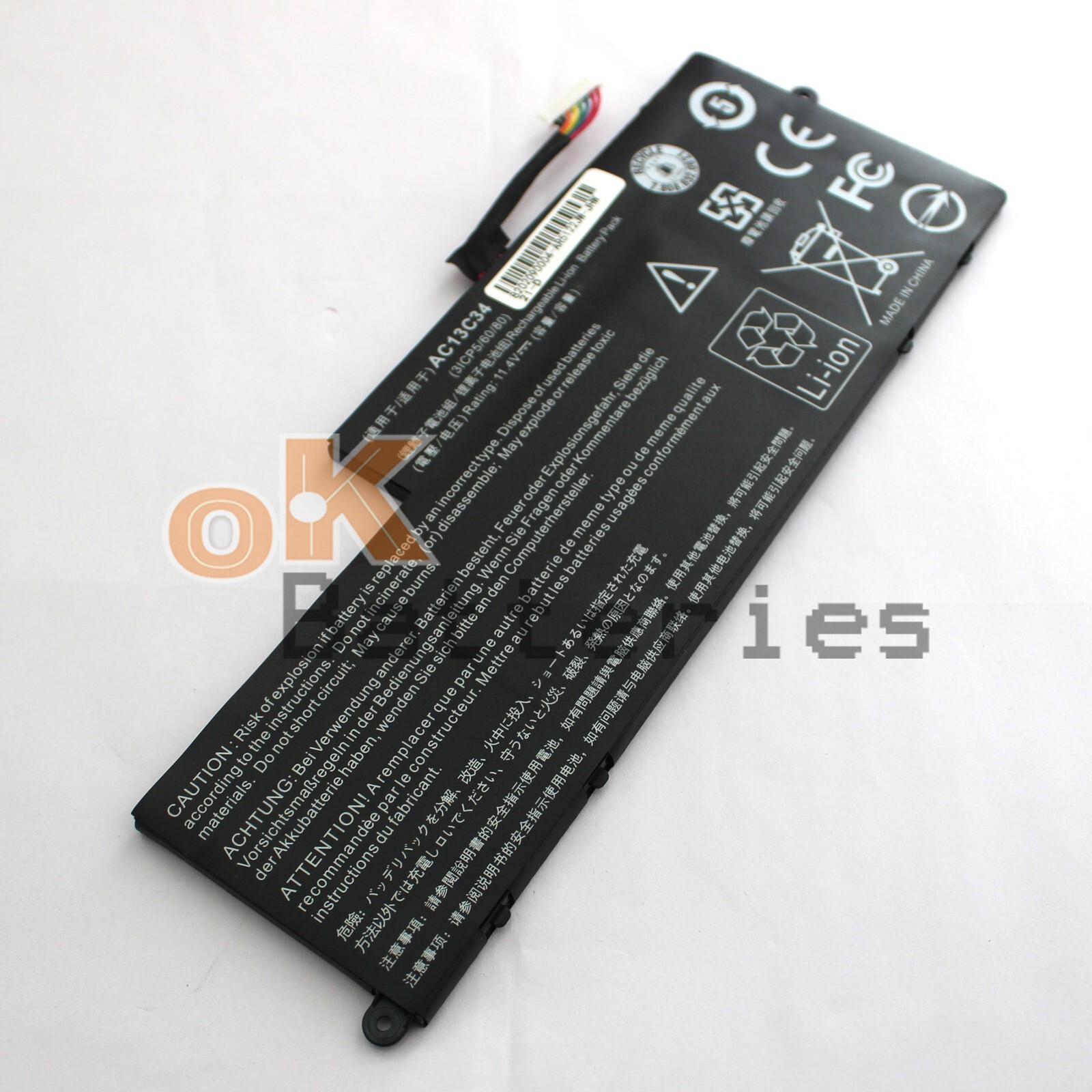 New Laptop AC13C34 Battery for Acer Aspire V5-122P AC13C34 3ICP5/60/80 30Wh
