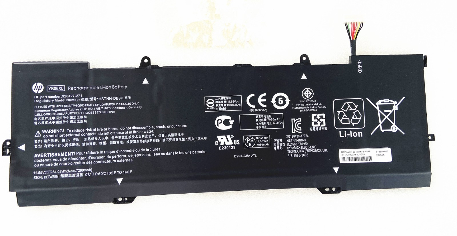 New Genuine YB06XL HSTNN-DB8H Battery for Spectre x360 15-ch010tx HSTNN-DB8V/OEM