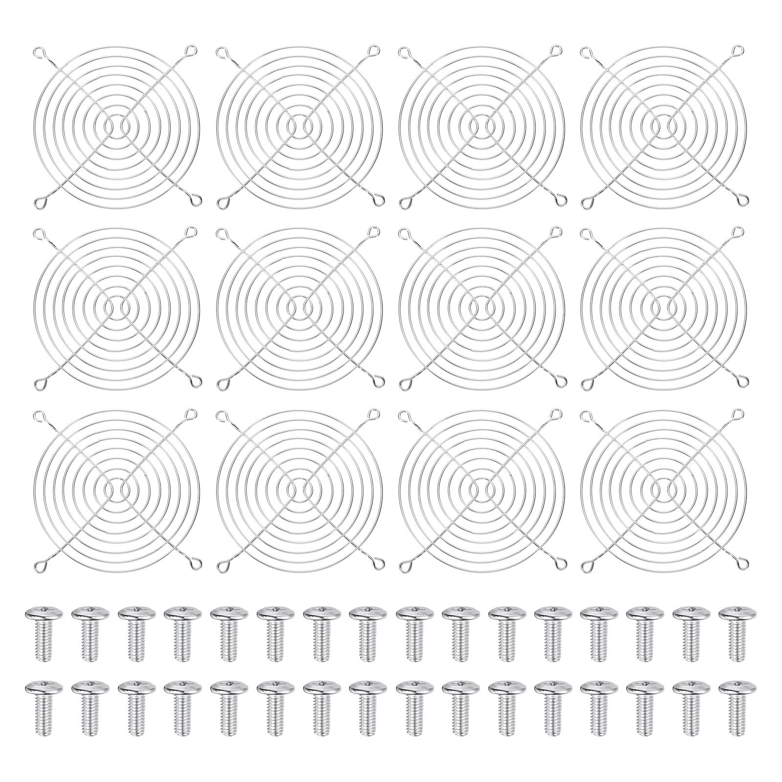 12 Pcs 120mm Fan Finger Grill Metal Ventilation Grill Cover with Screws, Silver