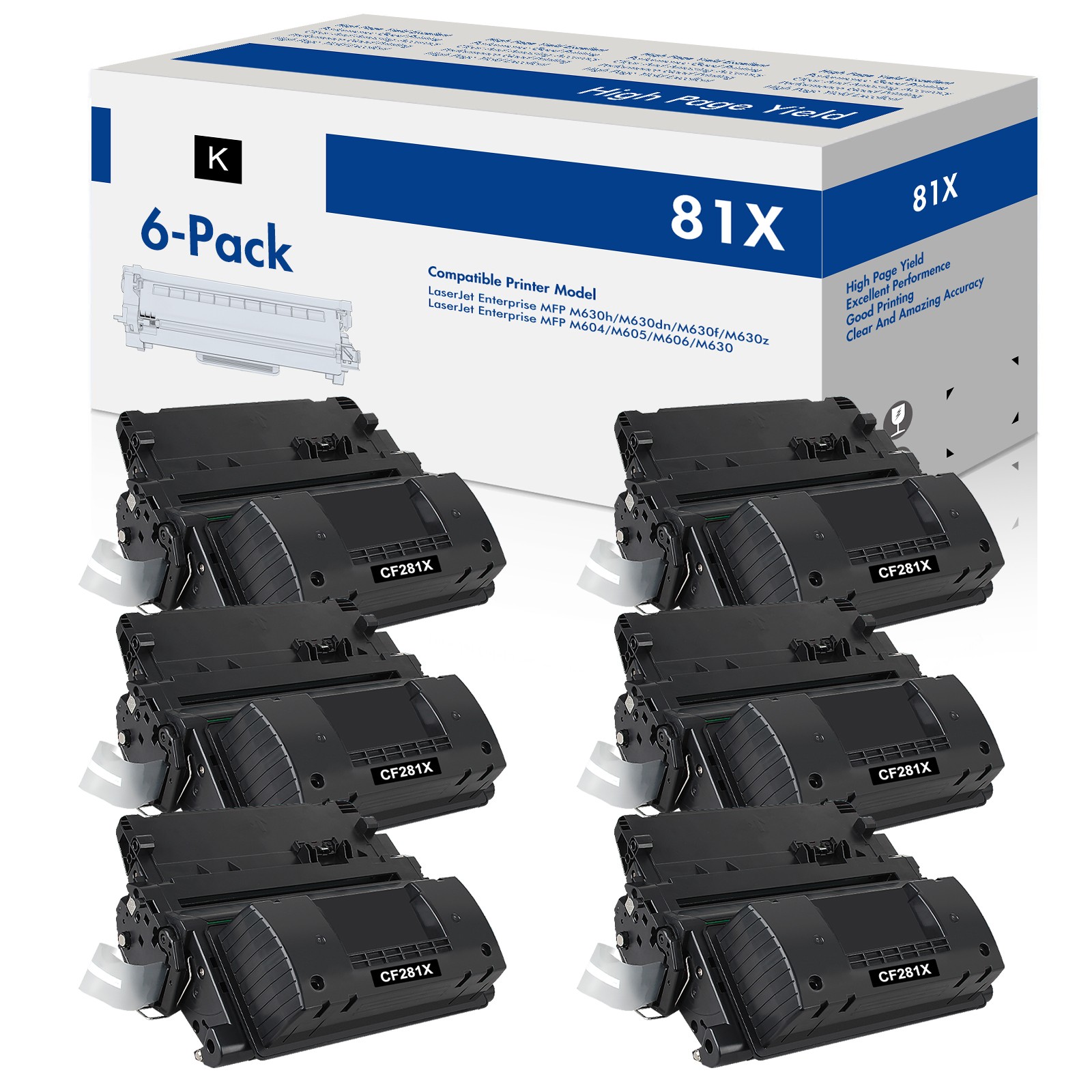 6PK CF281X 81X Toner Cartridge Fits For HP Laserjet MFP M630f M630h M630z M630