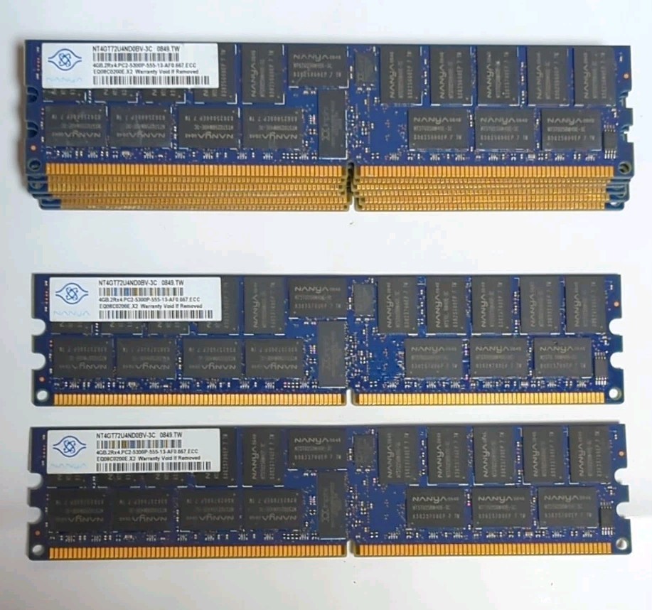 Lot Of 8 32GB NANYA NT4GT72U4ND0BV-3C 4GB 2Rx4 PC2-5300P Desktop Ram Memory