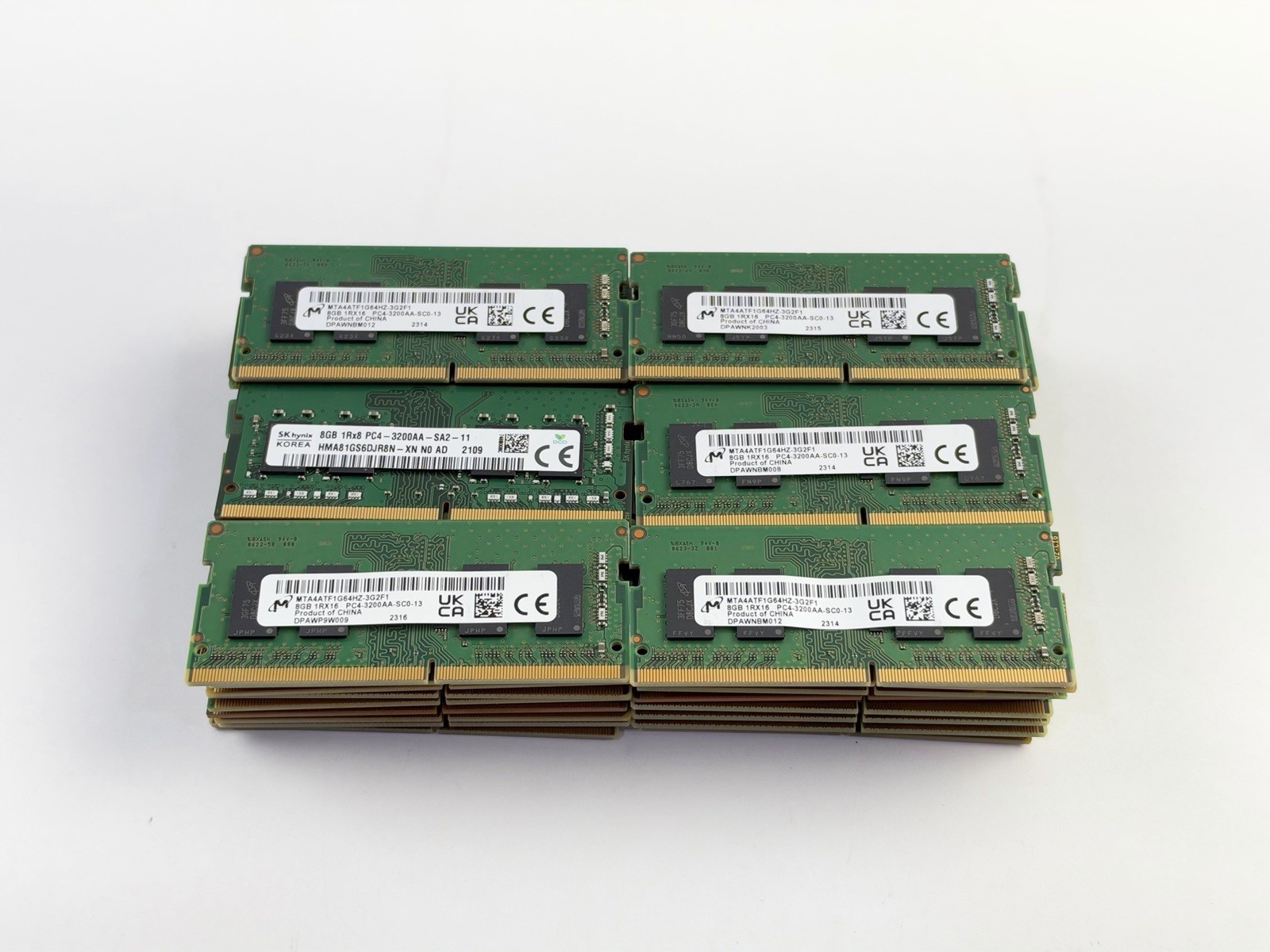 Lot of 60 x 8GB PC4-3200 MHz Laptop Ram SO-Dimm - Mixed Brands