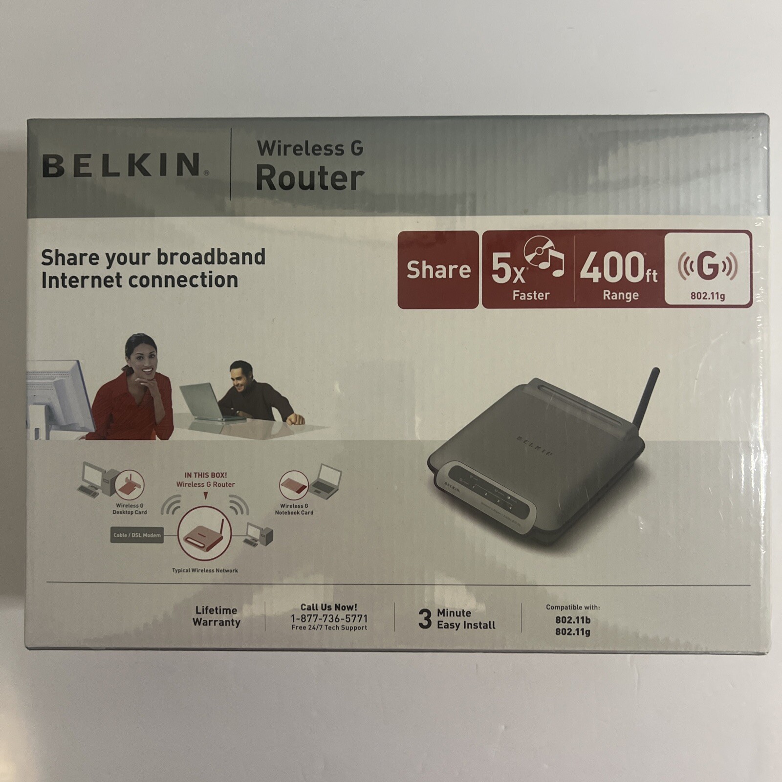 Belkin Wireless G Router 802.11g/54MBPS/400 FT Of Coverage-New in Box Sealed
