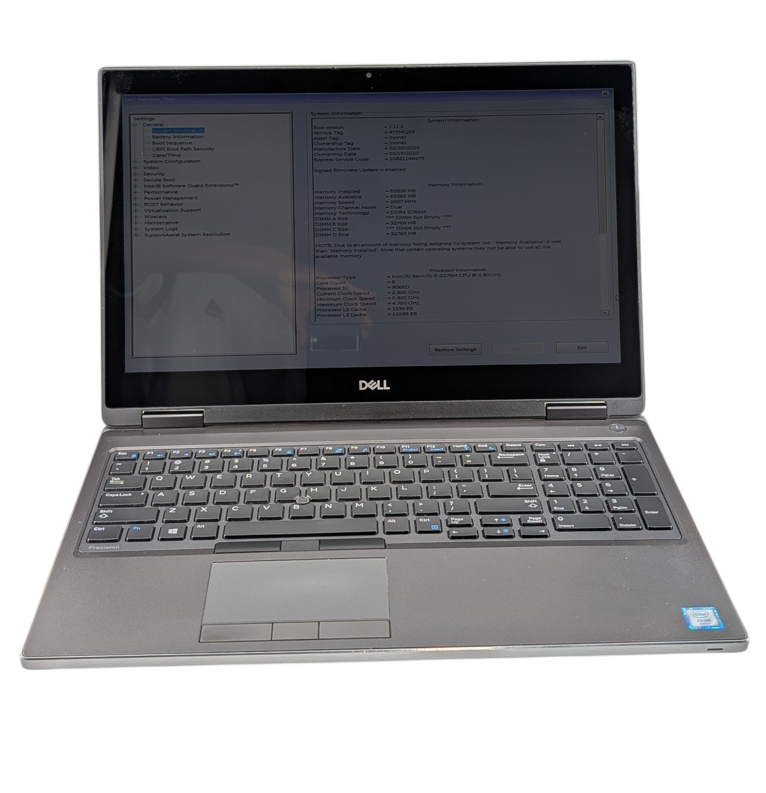 DELL PRECISION 7540 XEON E-2276M 2.80GHz 64GB RAM 1.5TB SSD - READ DESCRIPTION