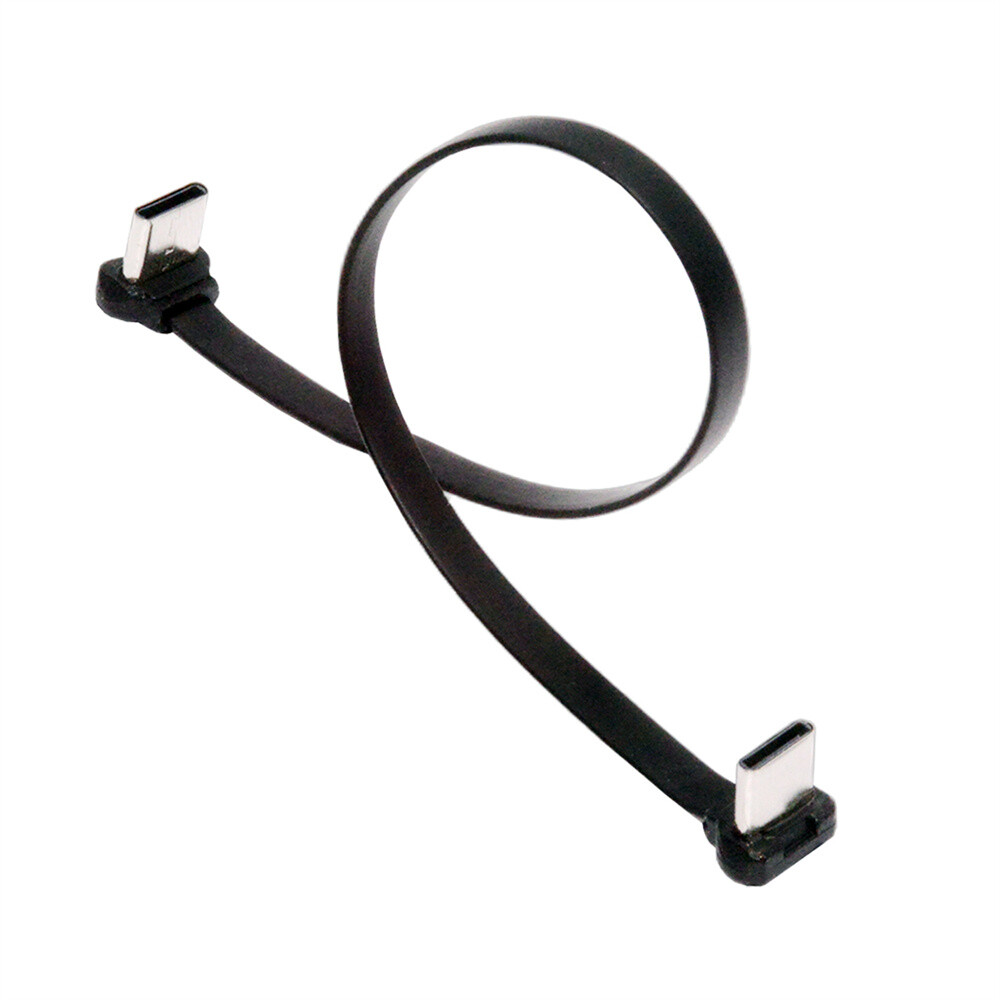 CY USB-C Angled Connector Type C to Slim Flat USB-C Power USB2.0 Data Cable 65W