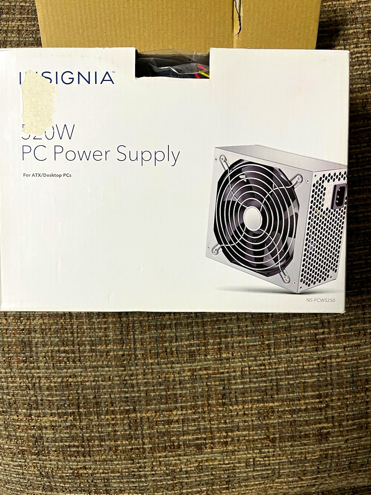 Insignia 520W ATX PC Power Supply w/ 1 Fan, Silver NS-PCW5250