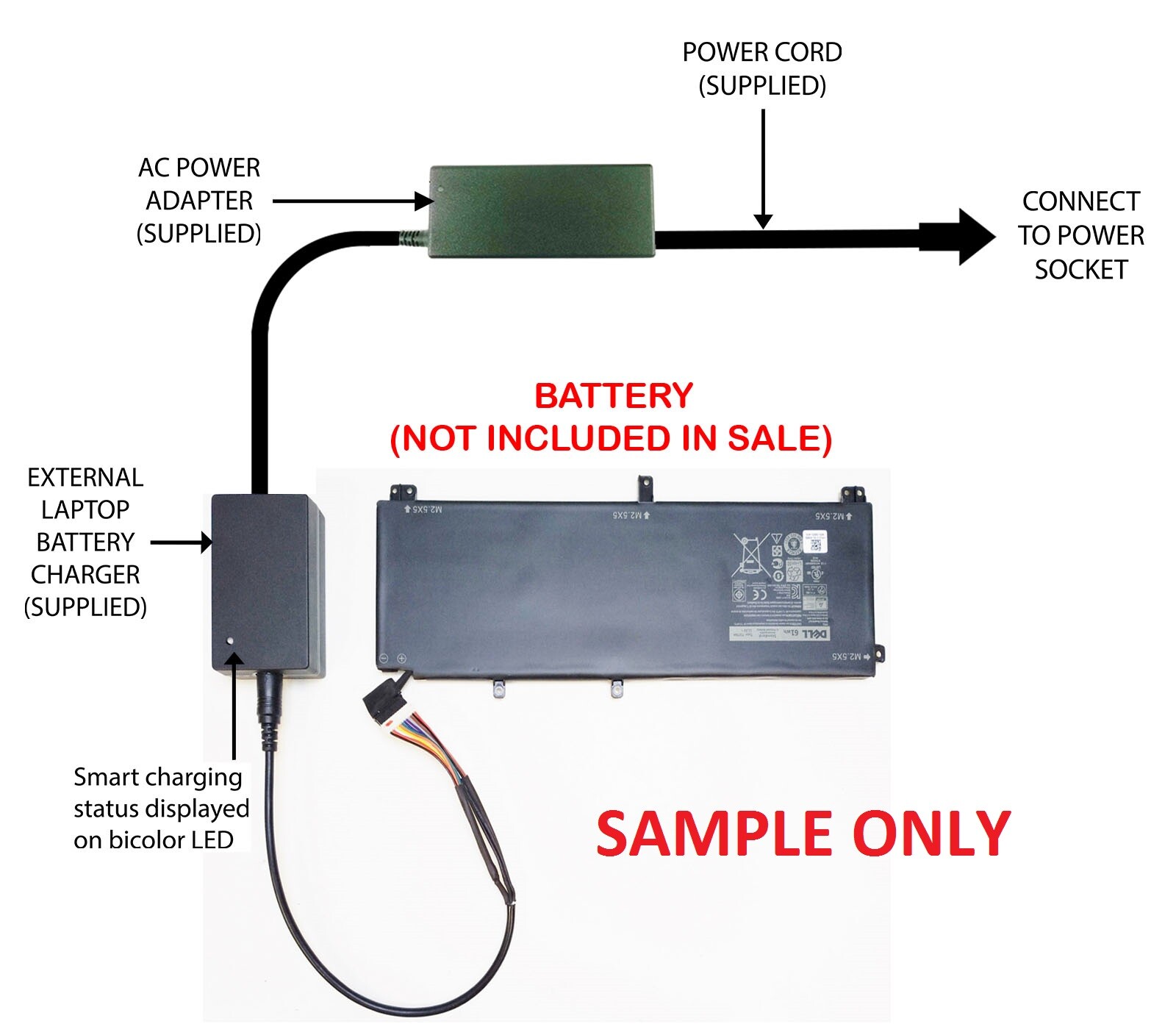 External (Standalone) Laptop Battery Charger for DELL internal Batteries DE13