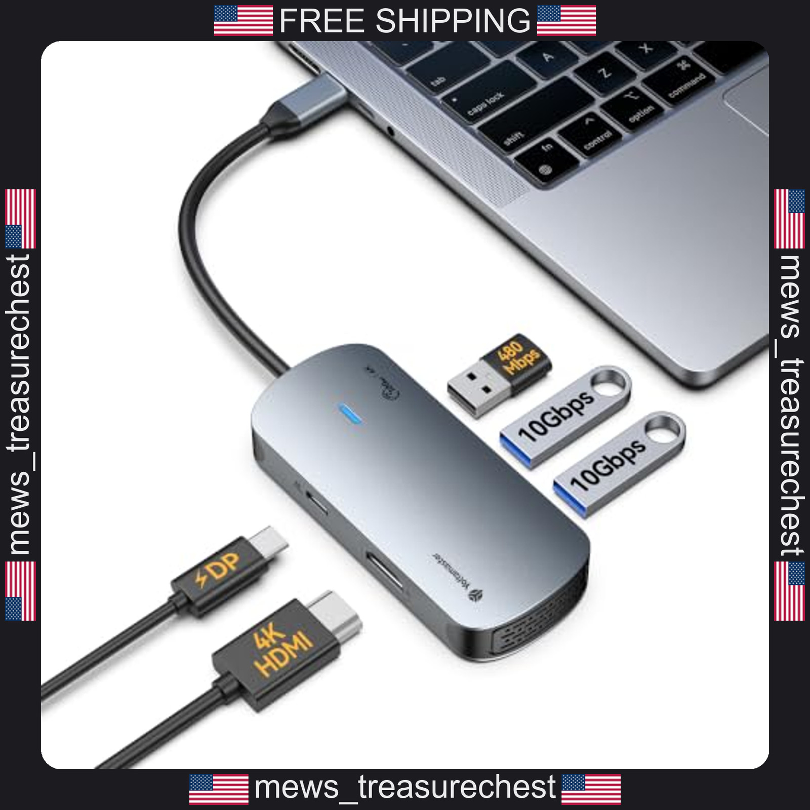 USB C Hub 5-in-1 HDMI 4K@60Hz, 100W PD, USB 3.2 & USB 2.0 Ports
