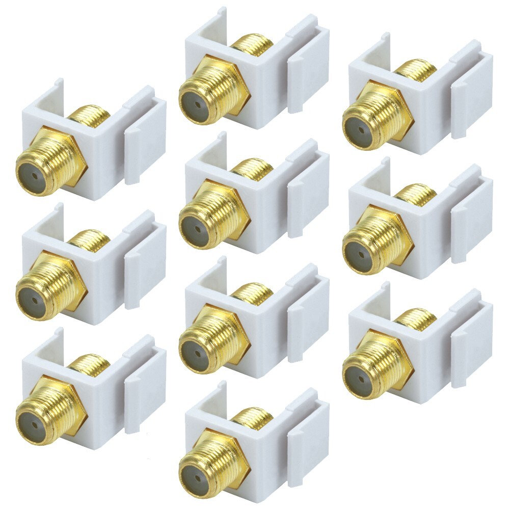 10x F Type Female to Female Keystone Jack Coaxial Cable Coupler RG6 RG59 White