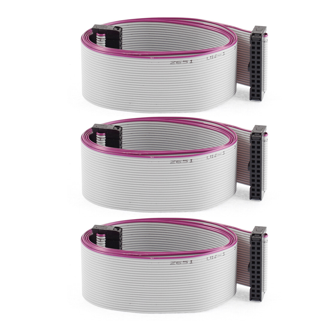2.54mm Pitch 24 Pins 24 Wires F/F IDC Connector Flat Ribbon Cable 1 Meter 3pcs