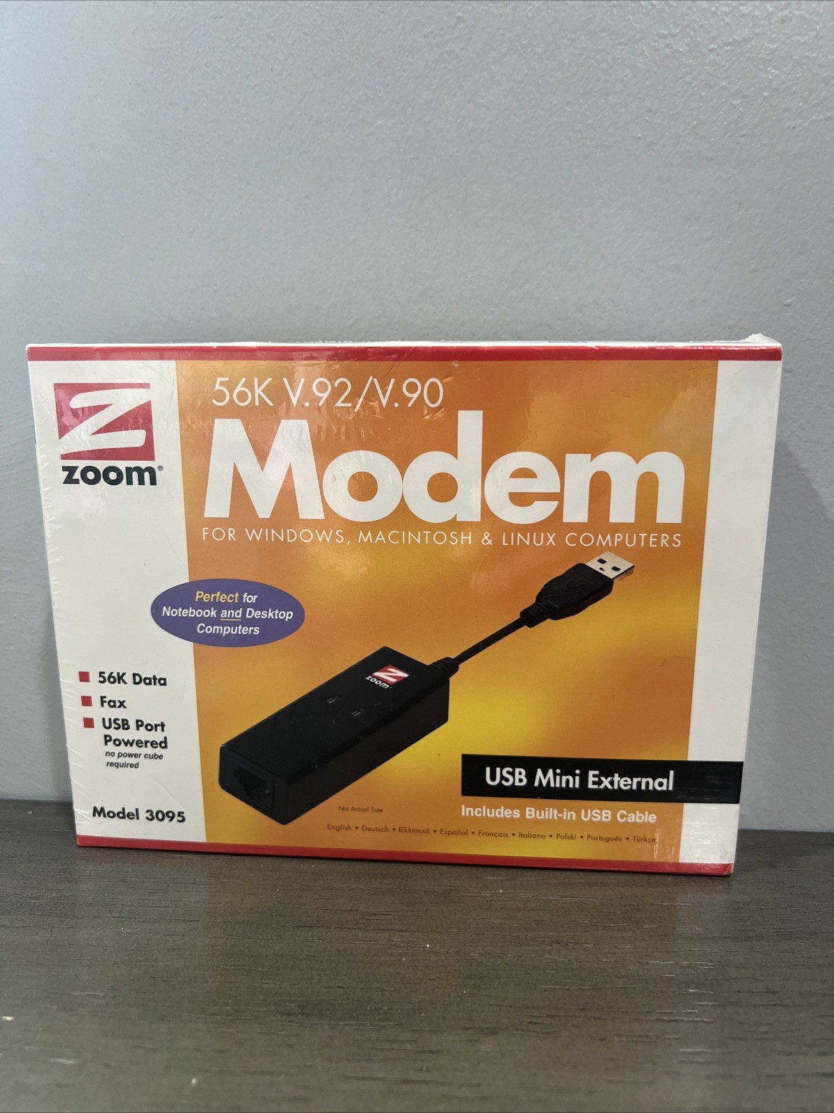 Zoom Model 3095 USB Modem 56K V.92 Data Fax Dial-Up Windows Macintosh  Linux Co