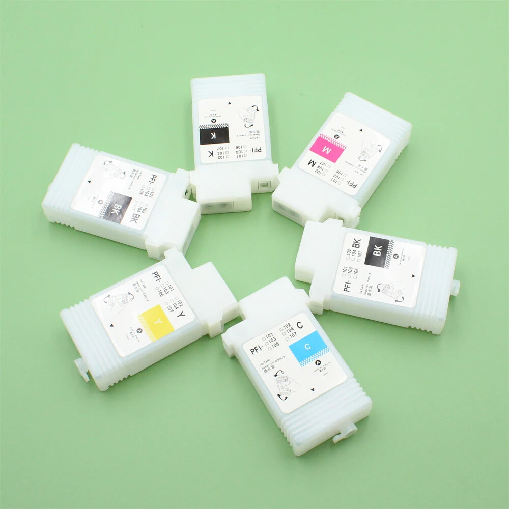 130ML 6 Colors PFI107 Refillable Ink Cartridge For Canon iPF670 680 685 770 780