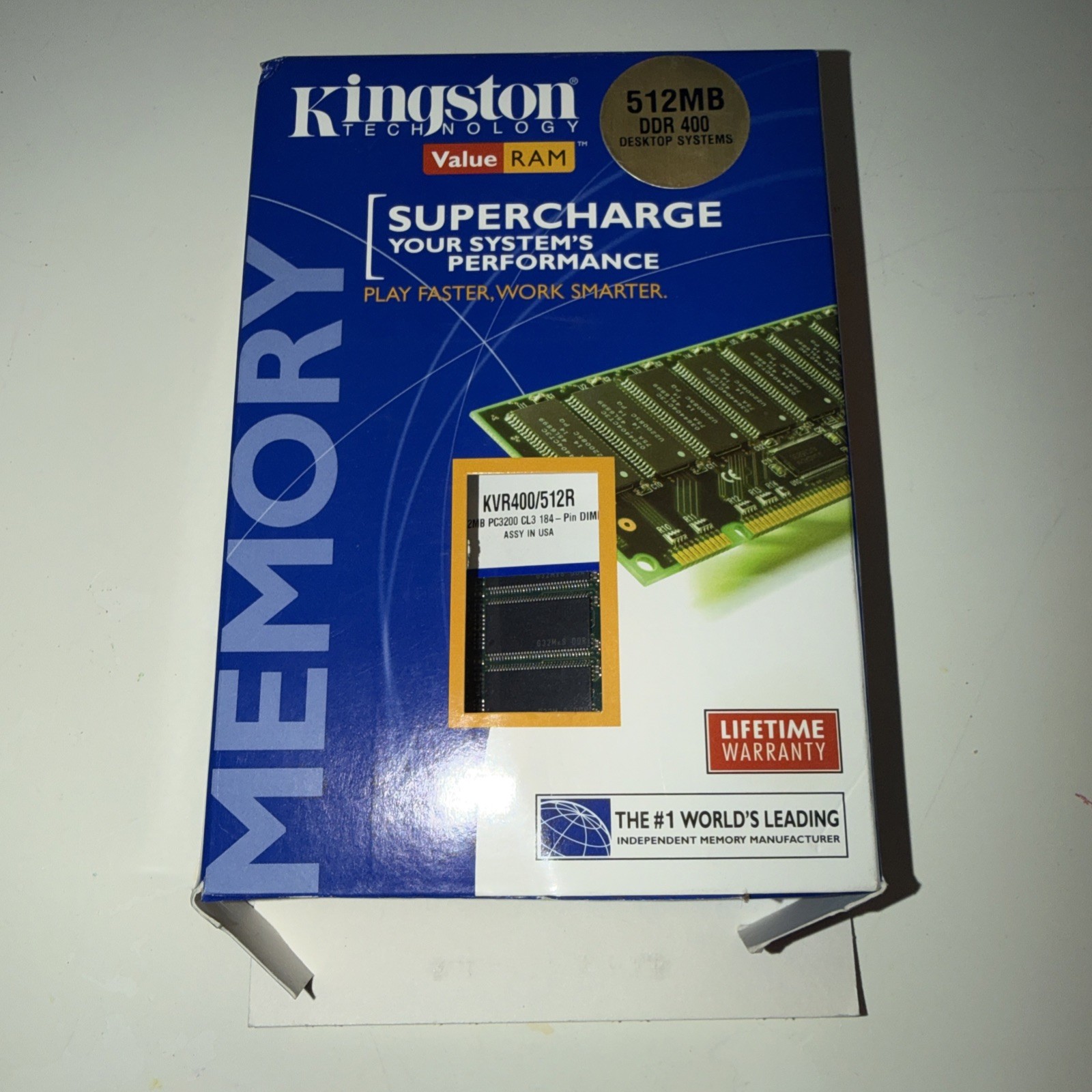 Kingston Technology KVR400/512R PC3200 CL3 184 Pin Dimm Memory Sealed