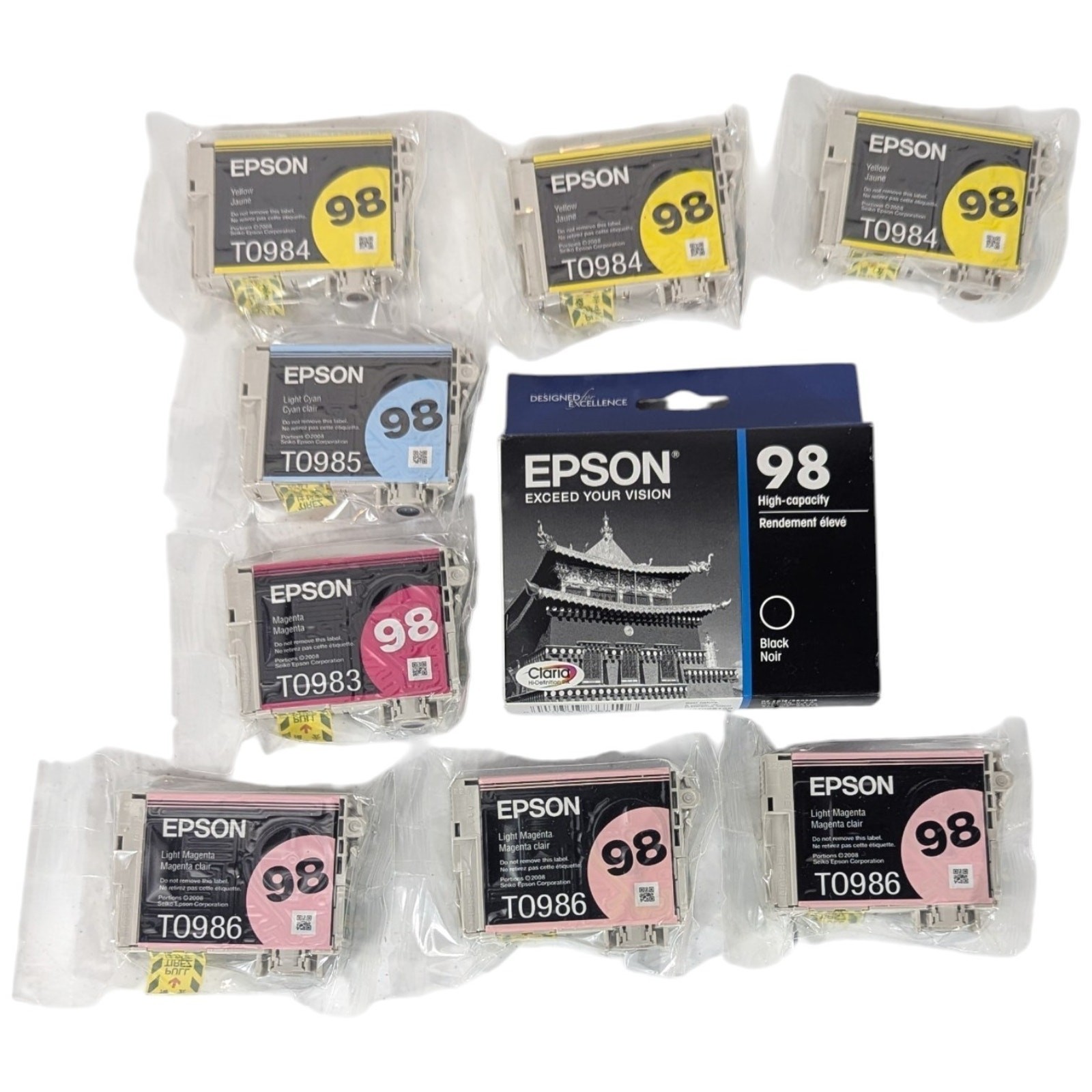 Genuine Epson 98 Ink Black Light Cyan Magenta Yellow 9 pack