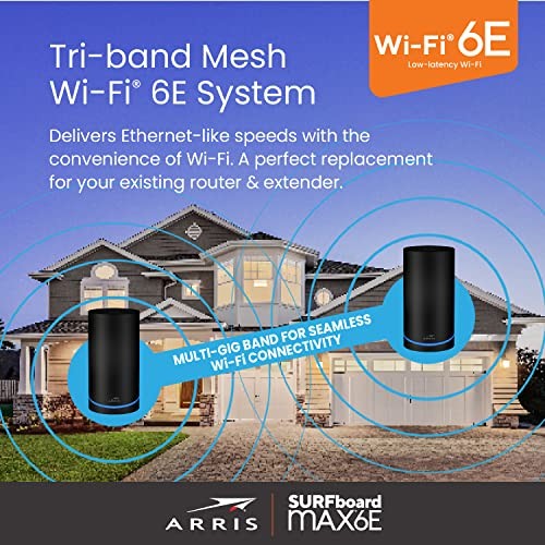 BLACK - ARRIS SURFBOARD MAX 6E W161 TRI-BAND MESH WI-FI 6E SYSTEM | AXE6600