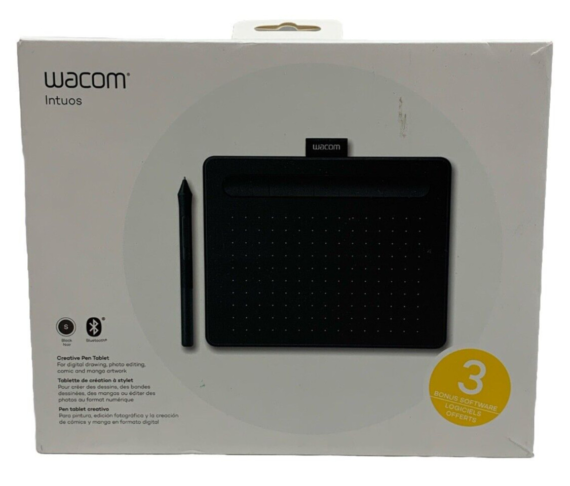 Wacom Intuos Small Wireless Graphics Tablet Black Portable for Teachers, Student