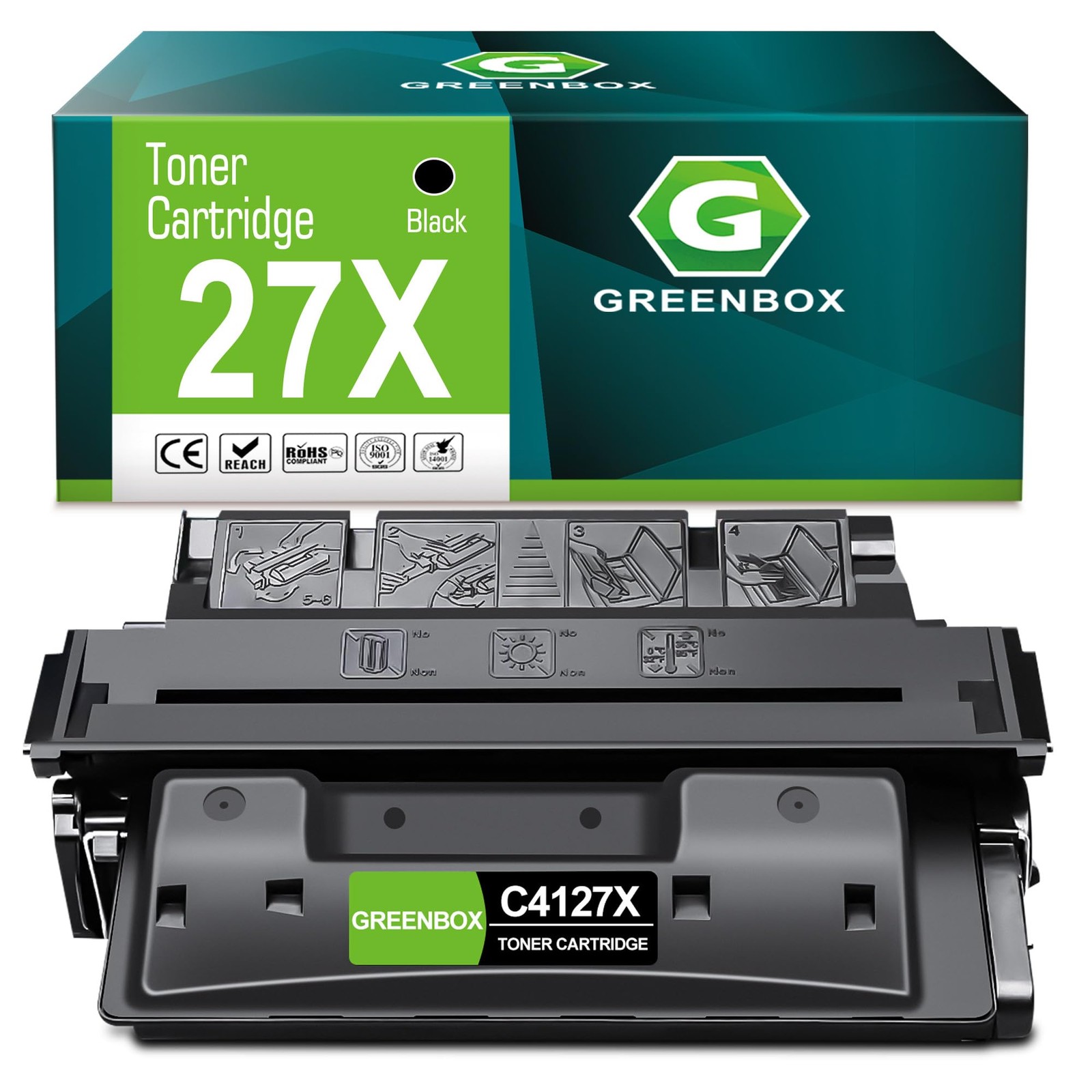 GREENBOX C4127X Black Toner Cartridge High Yield Replacement for HP 27X C4127X 2