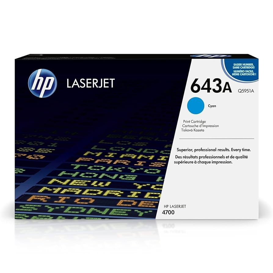 HP 643A Q5951A Q5951AC Cyan Toner Print Cartridge Sealed,  