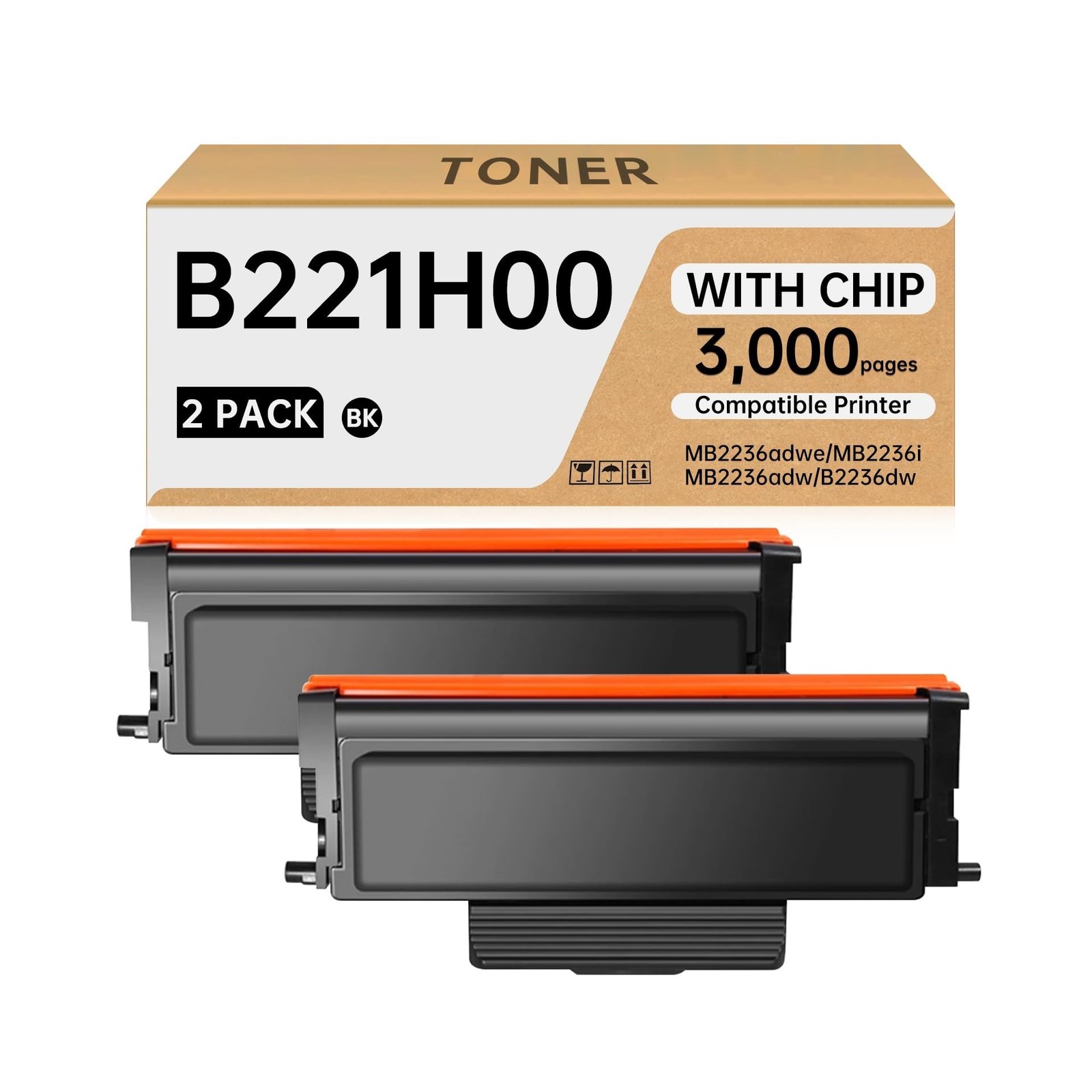 B221H00 High Yield Toner Cartridge (2-Pack) Compatible with Lexmark MB2236adw...
