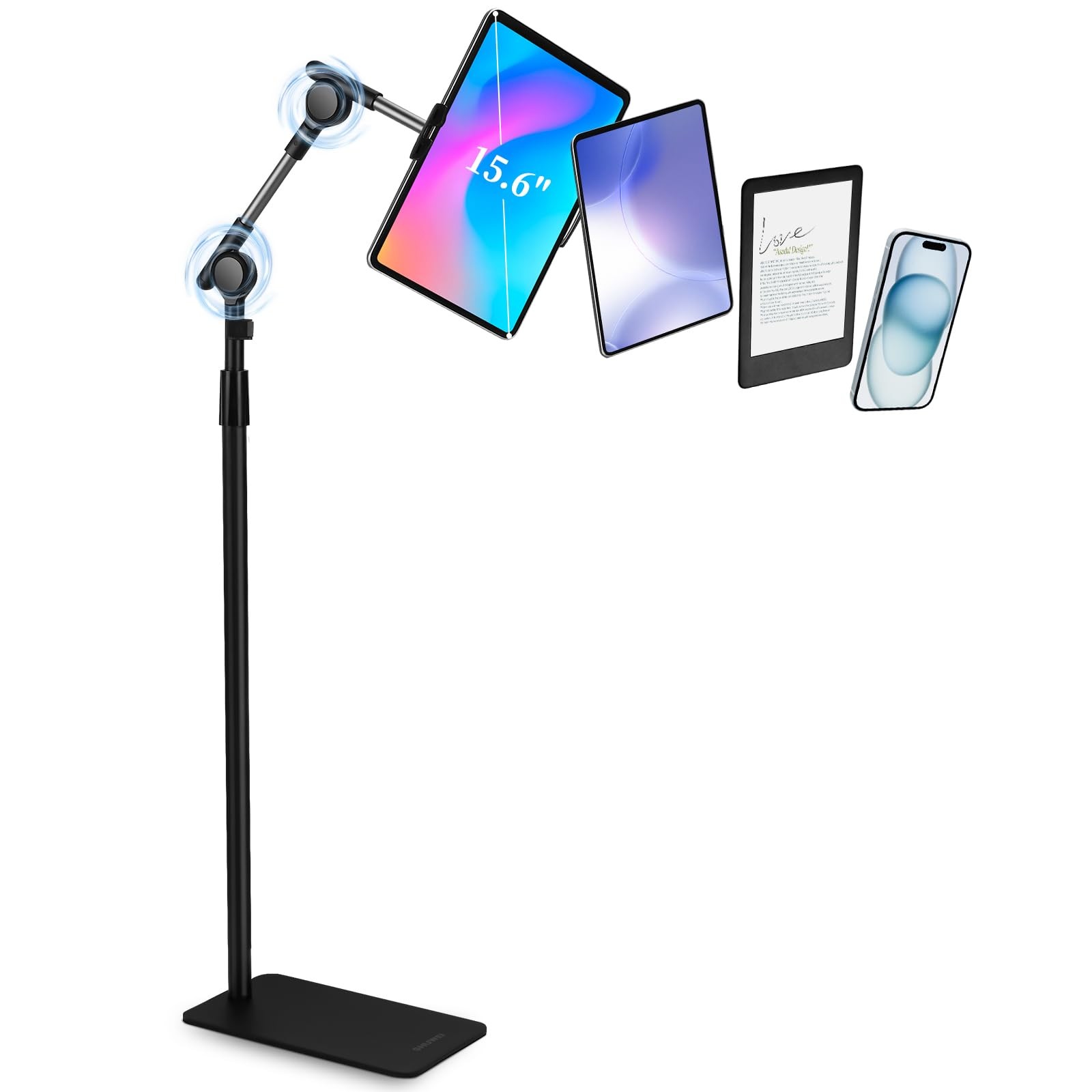 New Best SHUWEI Tablet Floor Stand with Double Self-Locking Worm Gears, 63Height