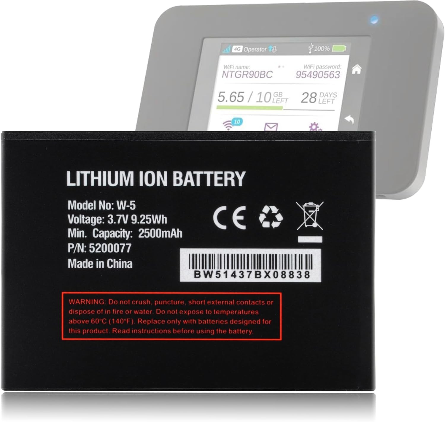 W 5 Battery Replacement for NetGear AT T Unite Mobile Hotspot AirCard 770S