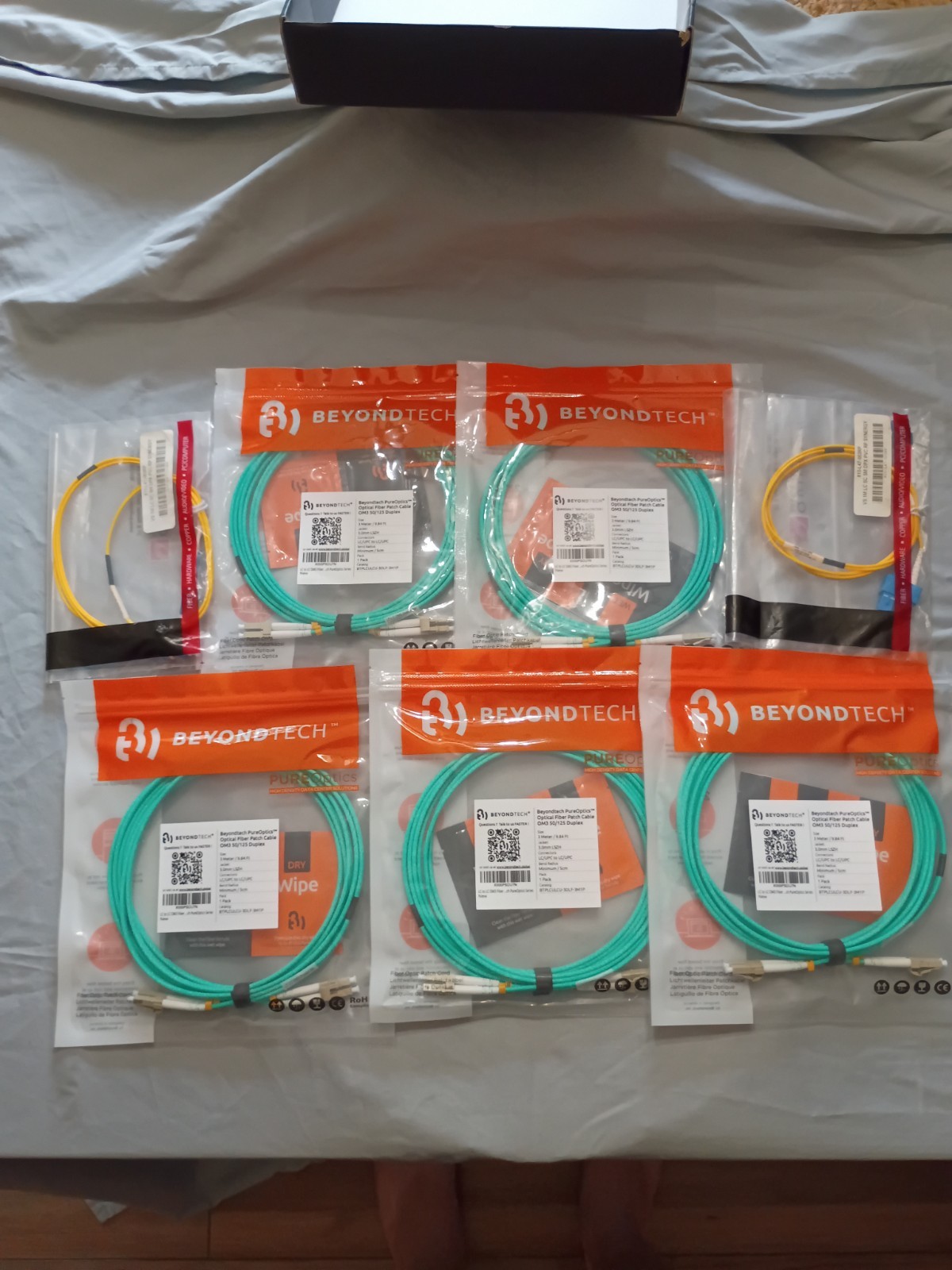 5 - Beyondtech Optical Fiber Patch Cable OM3 50/125 Duplex - Plus 2 Bonus Cables