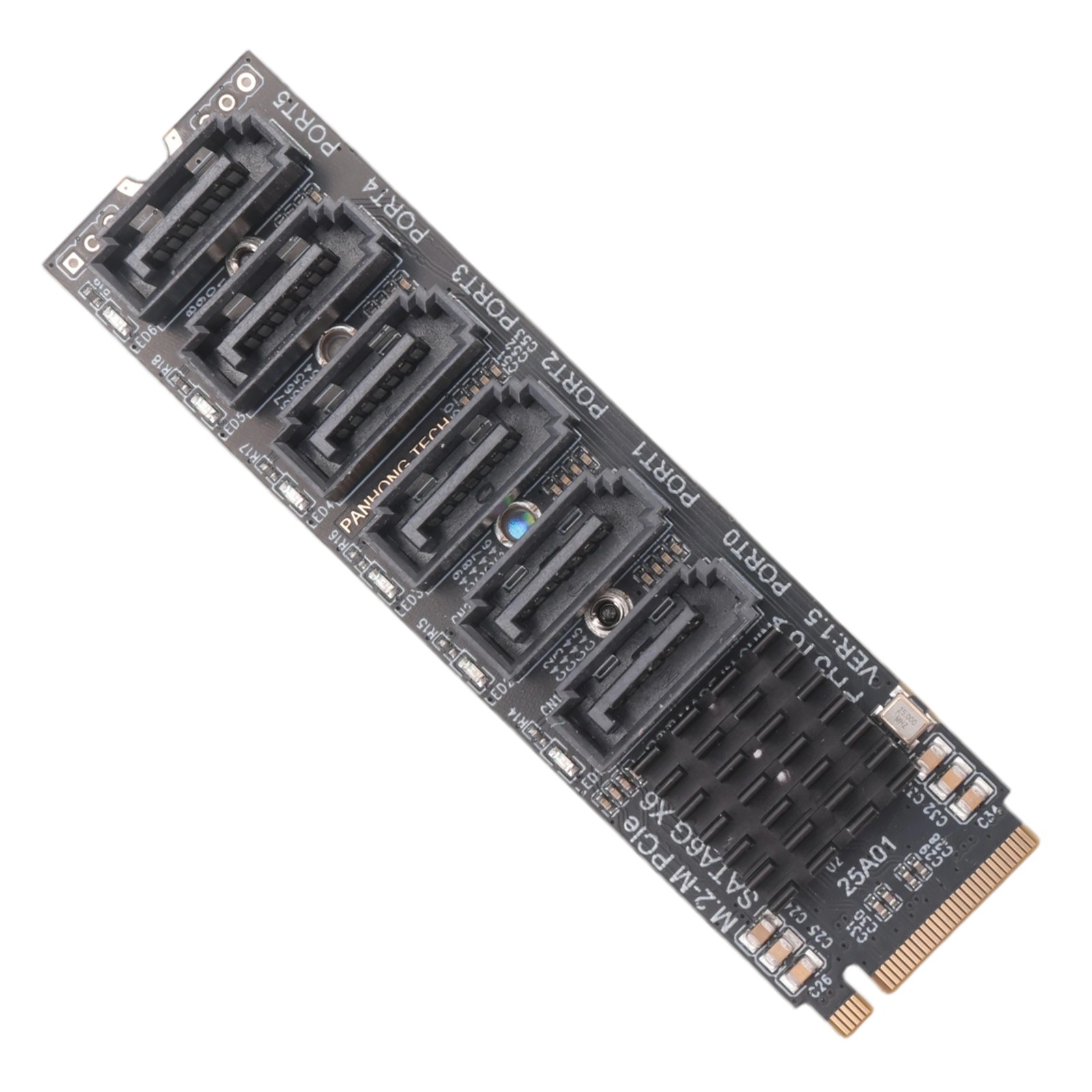 M.2 MKEY PCI-E Riser Card M.2 NVME To SATA3.0 PCIE To  6Gpbsx6-Port7437
