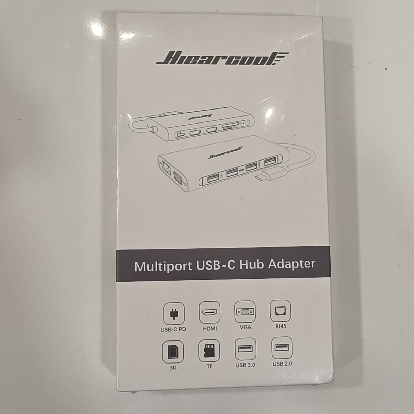 Hiearcool USB-C Type-C Hub White HDMI VGA RJ45 SD TF USB-C PD USB 3.0