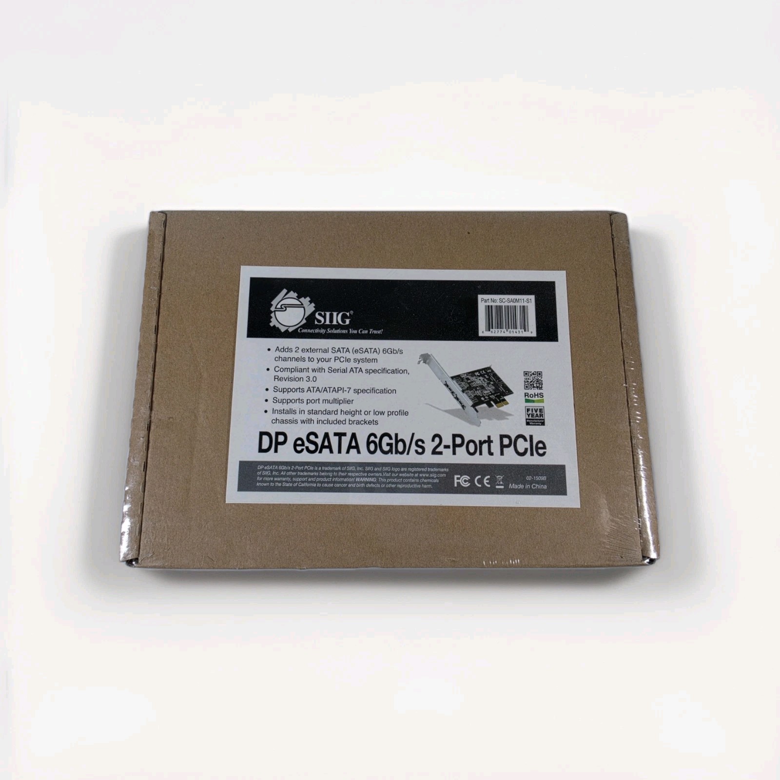 SIIG DP eSATA 6Gb/s 2-Port PCIe (SC-SA0M11-S1) - NEW