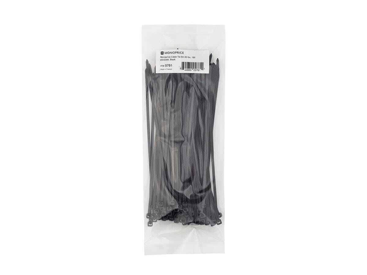 1000 total Monoprice Cable Tie - 8 Inch - Black (100pcs/Pack) - new - lot of 10