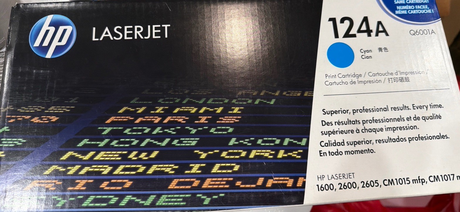 Genuine HP 124A Cyan Q6001A Print Cartridge FOR THE 1600 2600 CM1015 CM1017