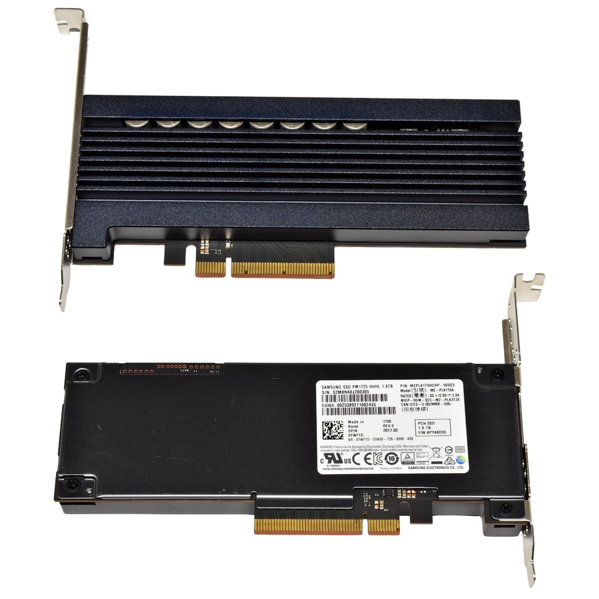 Samsung PM1725 MZ-PLK1T6A MZPLK1T6HCHP-000DD3 1.6TB NVMe SSD PCIe3.0 x8 HHHL FP
