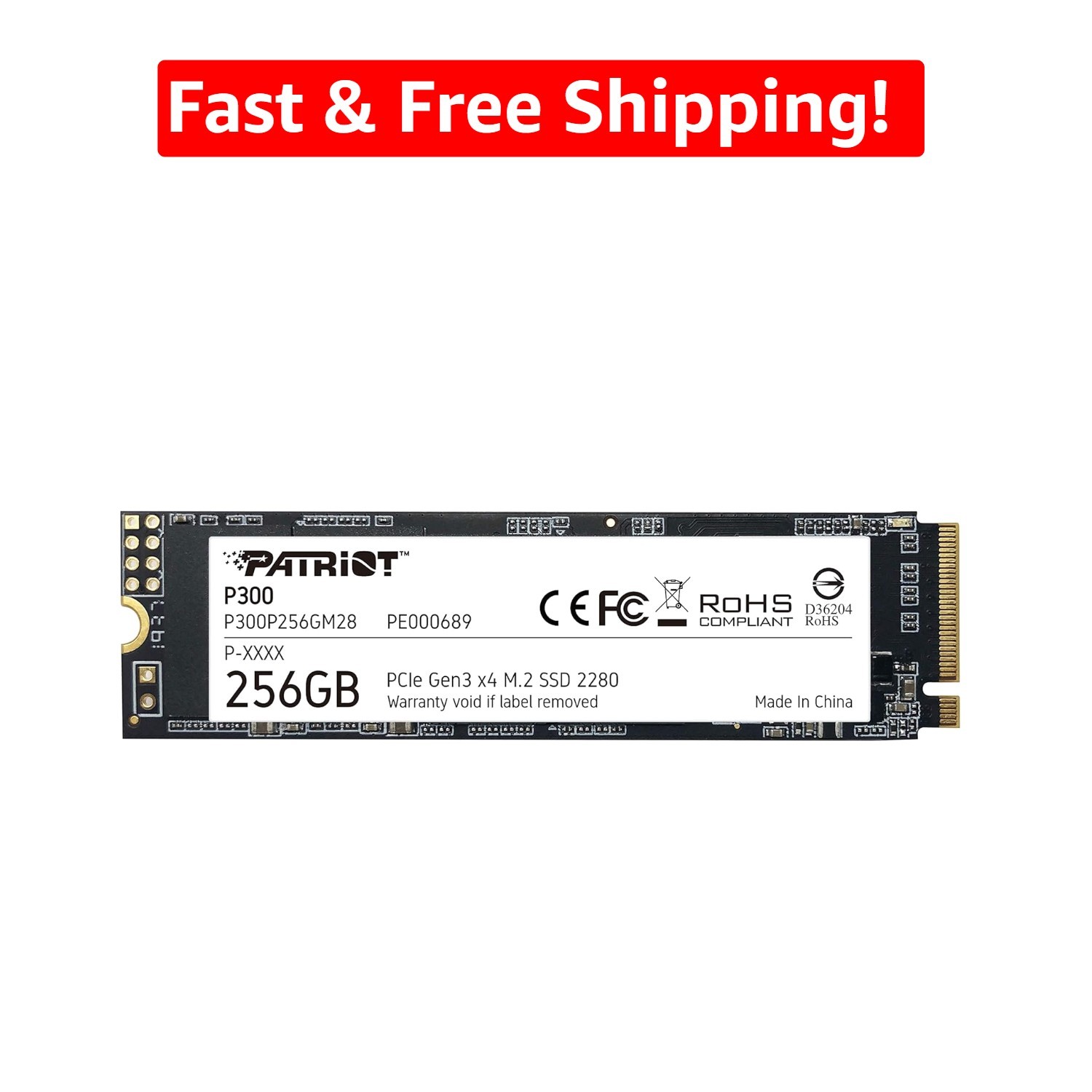 Patriot P300 256GB NVMe SSD - Unmatched 1700MB/s Read Speed & Shock Resistant