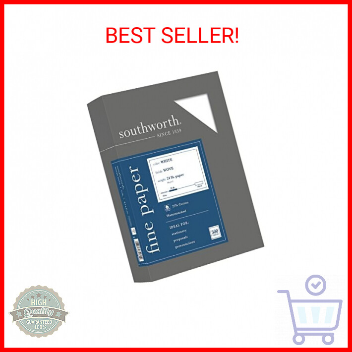 Southworth® 25% Cotton Business Paper, 8 1/2" x 11", 24 Lb, White, Box Of 500