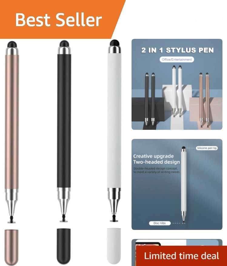3-Pack 2-in-1 High Precision Stylus Pens for iPad, Android & Touchscreens