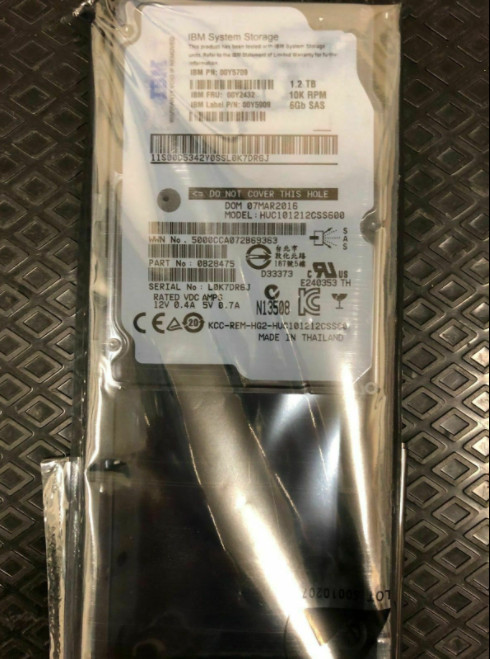 IBM 00Y2432 00MJ149 00AR010 2.5 in 1.2TB 10K 6G SAS V3700 Hard Drive