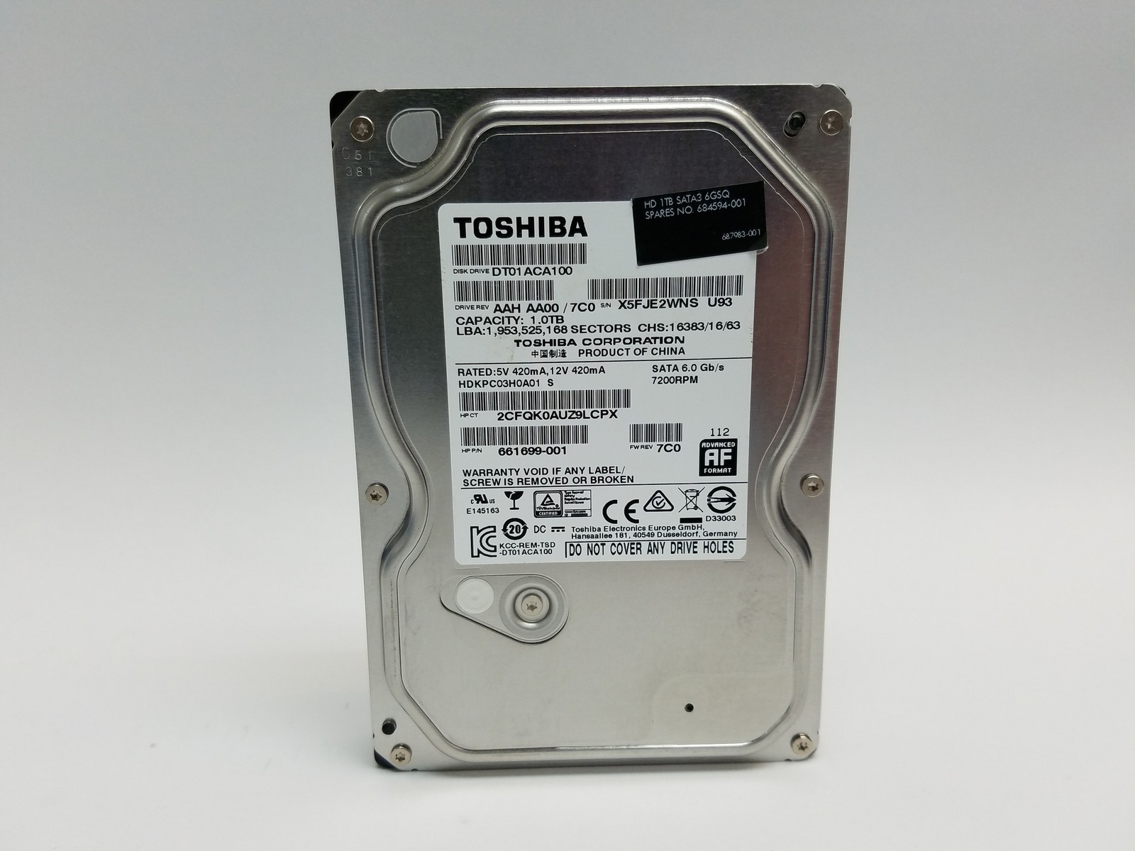 Toshiba DT01ACA100 1 TB 3.5" SATA III 3.5 in Desktop Hard Drive
